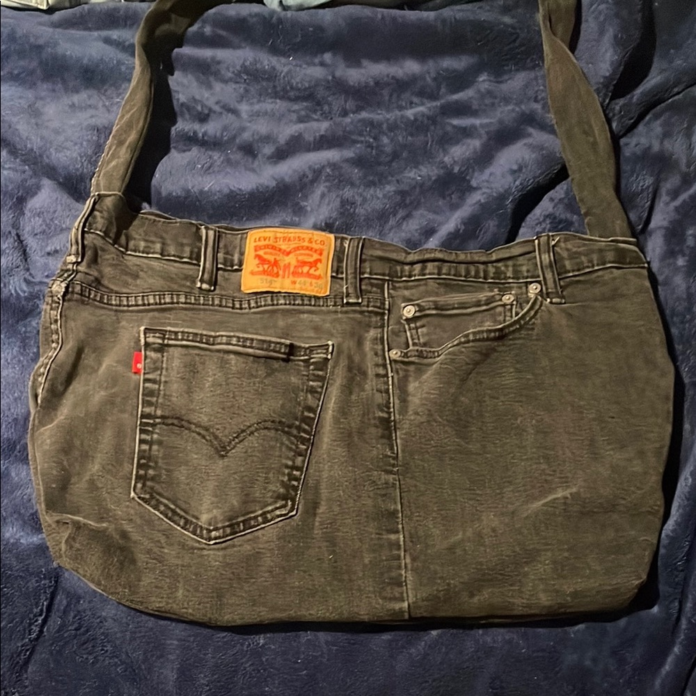 Handmade Levi's Black Denim Shoulder Bag